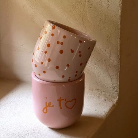 UNIK.HUS SISI House of Style Tasse Mug Becher rosa orange punkte