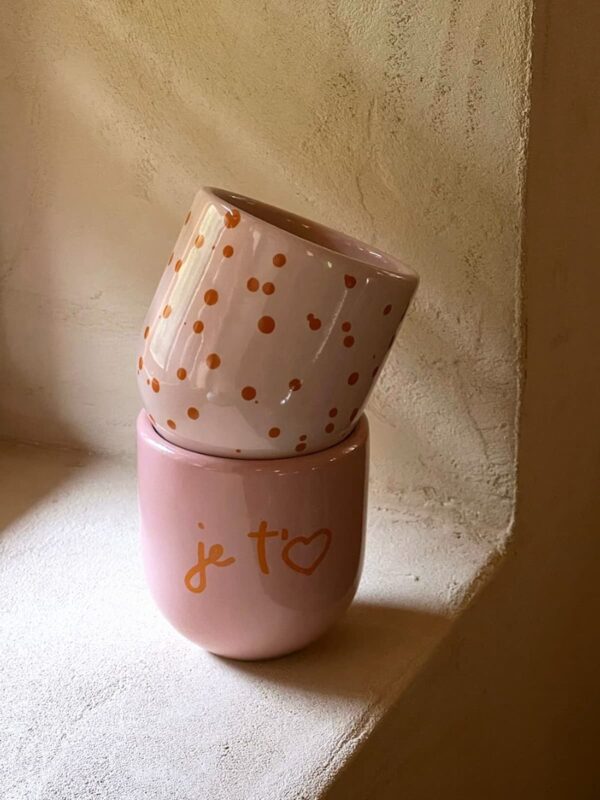 UNIK.HUS SISI House of Style Tasse Mug Becher rosa orange punkte