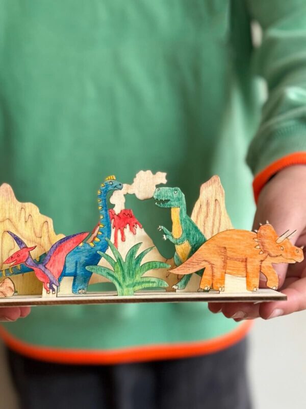 UNIK.HUS Cotton Twist Bastelset Montessori Dinosaurier ausmalen basteln